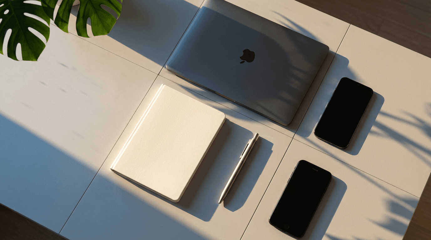 Tech devices and gadgets on a modern workspace