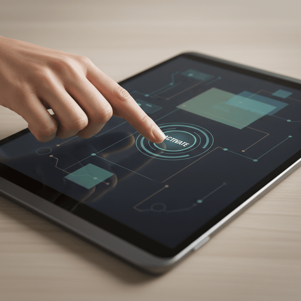 Hands using tablet in practical setting