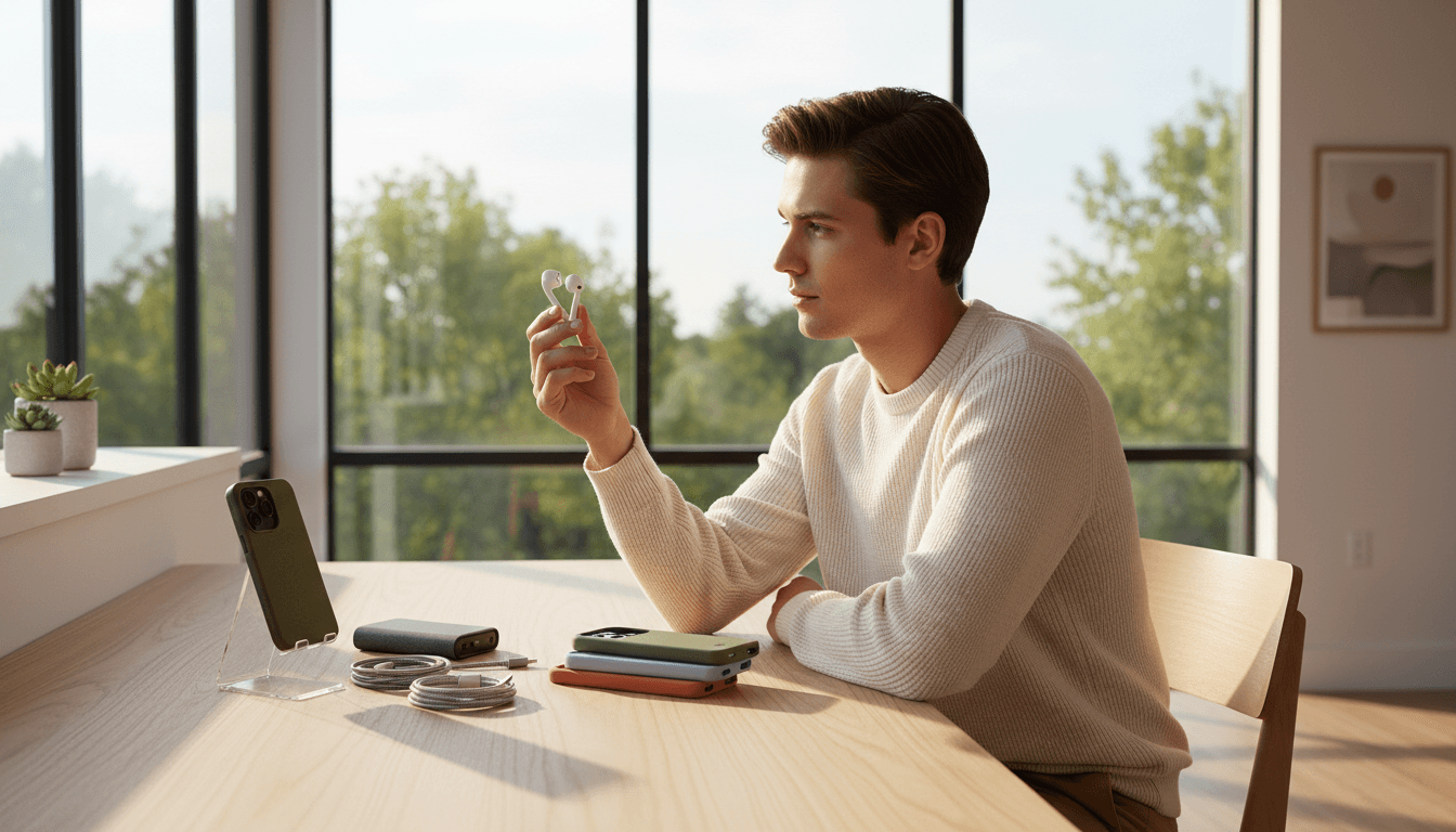 Budget-friendly tech gadgets and devices arranged on a dark workspace with warm selective lighting