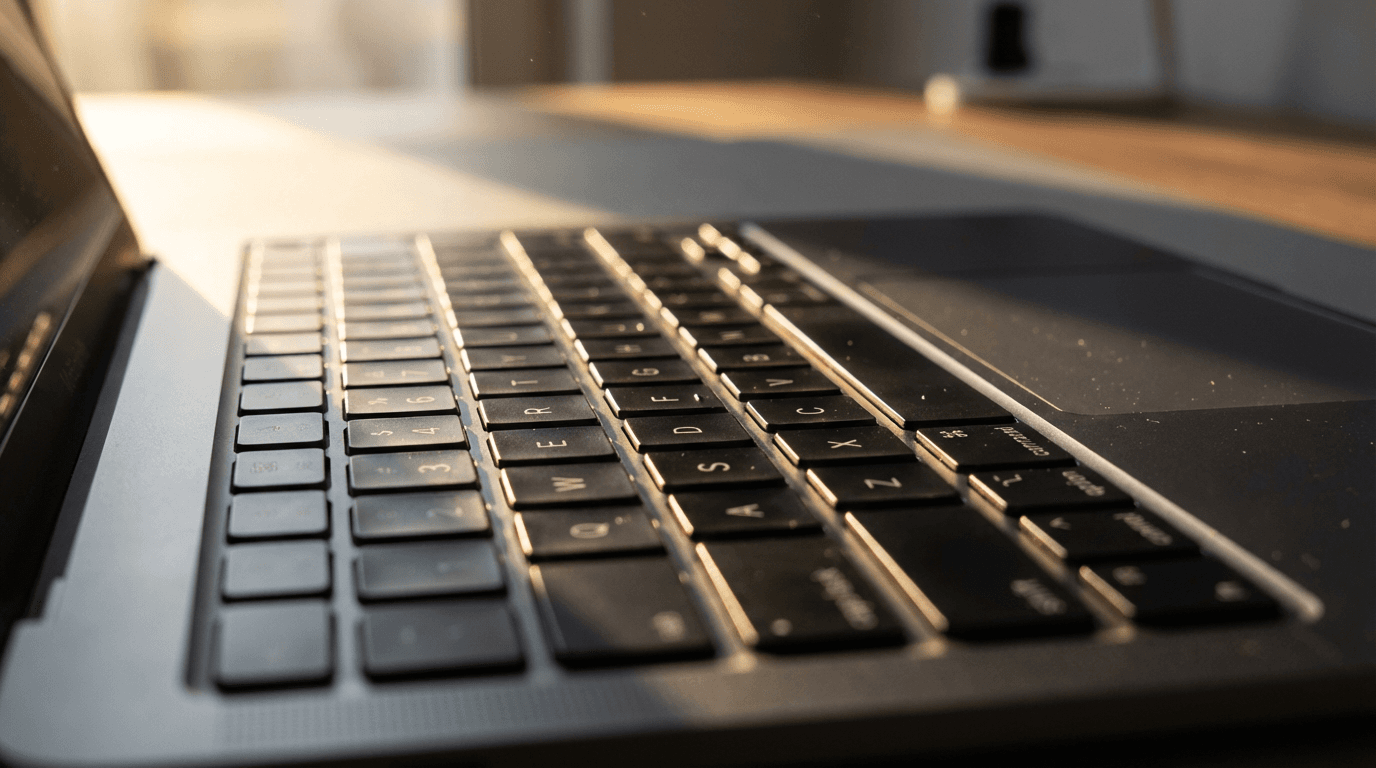 Laptop keyboard detail and build quality